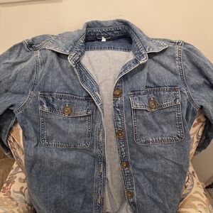 LOFT  Casual Blue Button-Down Jacket